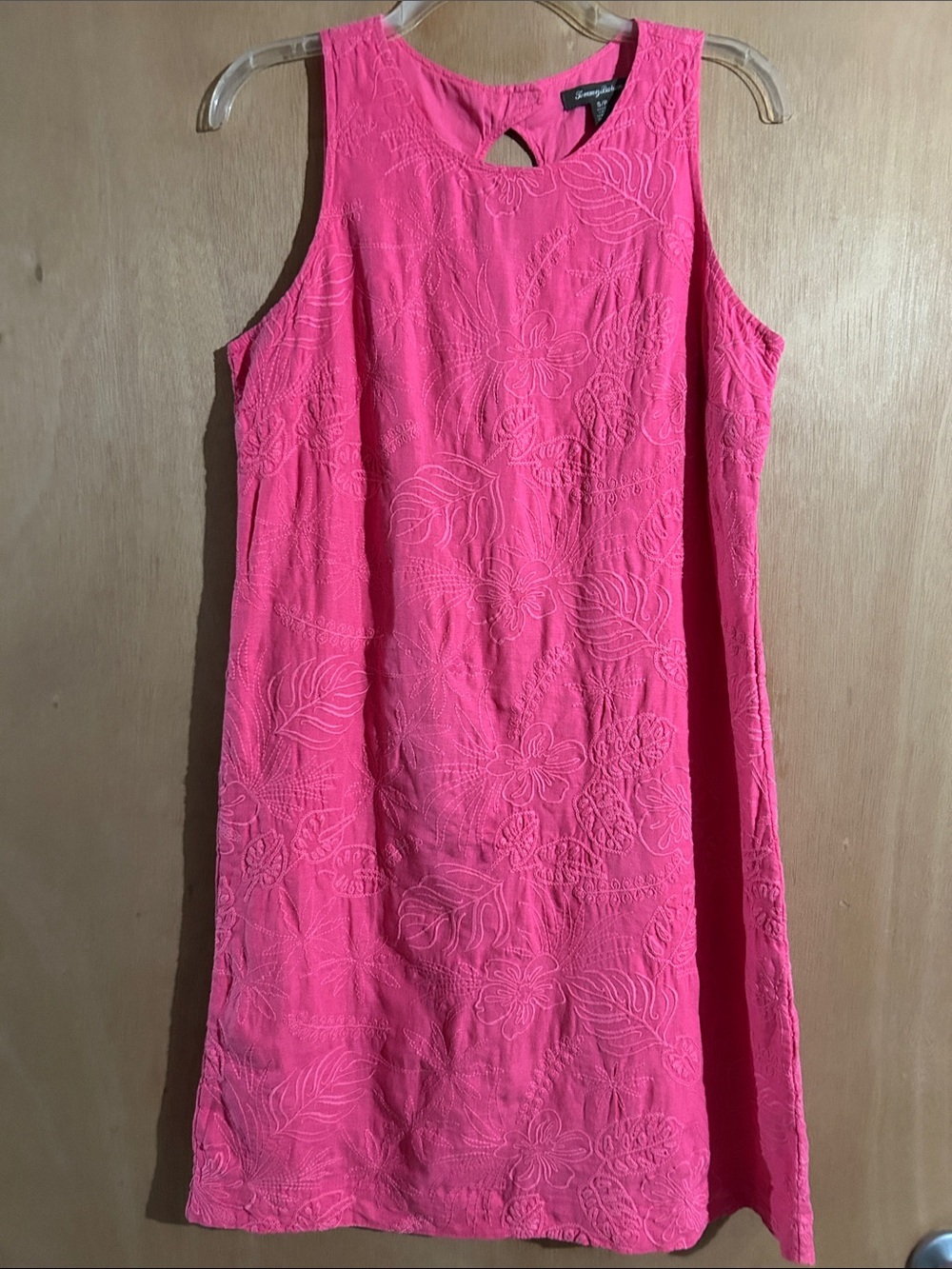 Tommy Bahama Sleeveless Embroidered Pink Shift Dress
